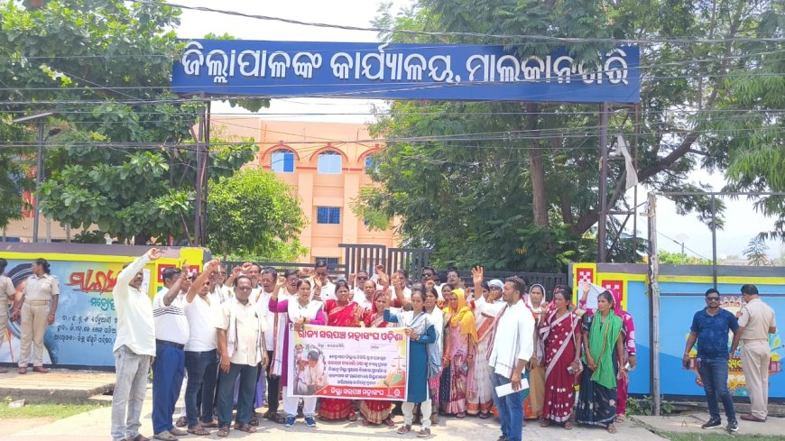 କେନ୍ଦ୍ରାପଡ଼ା ସରପଞ୍ଚ ଙ୍କ ନିର୍ଯାତନା ଘଟଣା, ମାଲକାନଗିରି ଜିଲ୍ଲା ସରପଞ୍ଚ ସଂଘ ପକ୍ଷରୁ ତୀବ୍ର ପ୍ରତିବାଦ, ଜିଲ୍ଲାପାଳ ଙ୍କୁ ଦାବିପତ୍ର